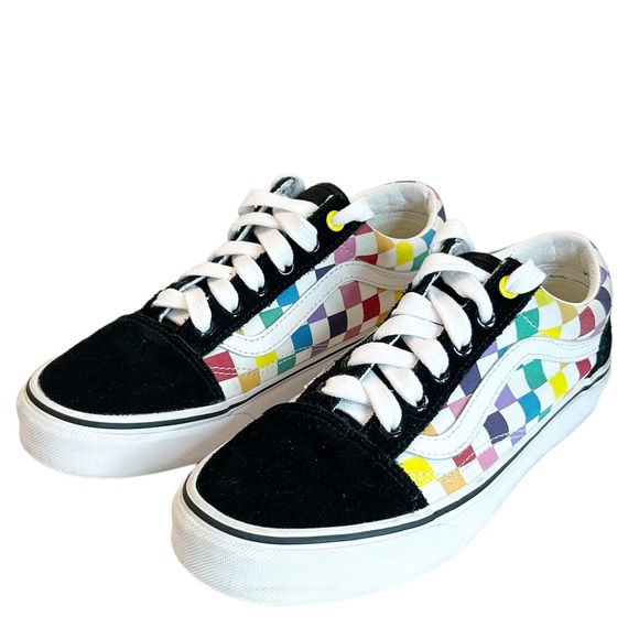 Vans Shoes - Vans Rainbow Checkered Lace Up Old Skool Skater Sneakers Shoes Size 6M/7.5W